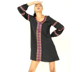 New WRANGLER Women's RETRO Aztec Embroidered Long Sleeve Dress M